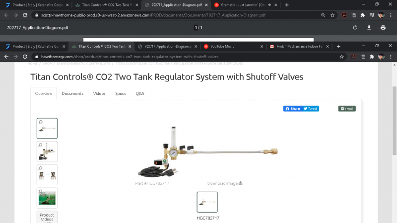 Titan Controls CO2 Two Tank Regulator System w/ Shutoff Valves