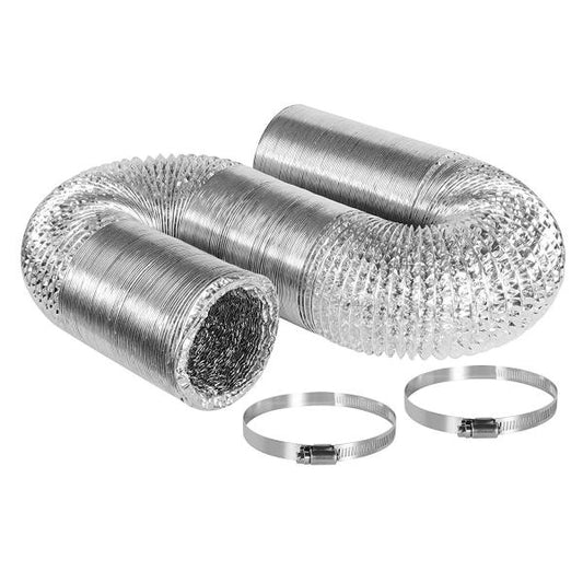 6 in, 25 ft Aluminum Ducting, Double Layers, 2 pcs Clamps included