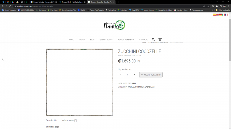 Semillas Zucchini Cocozelle